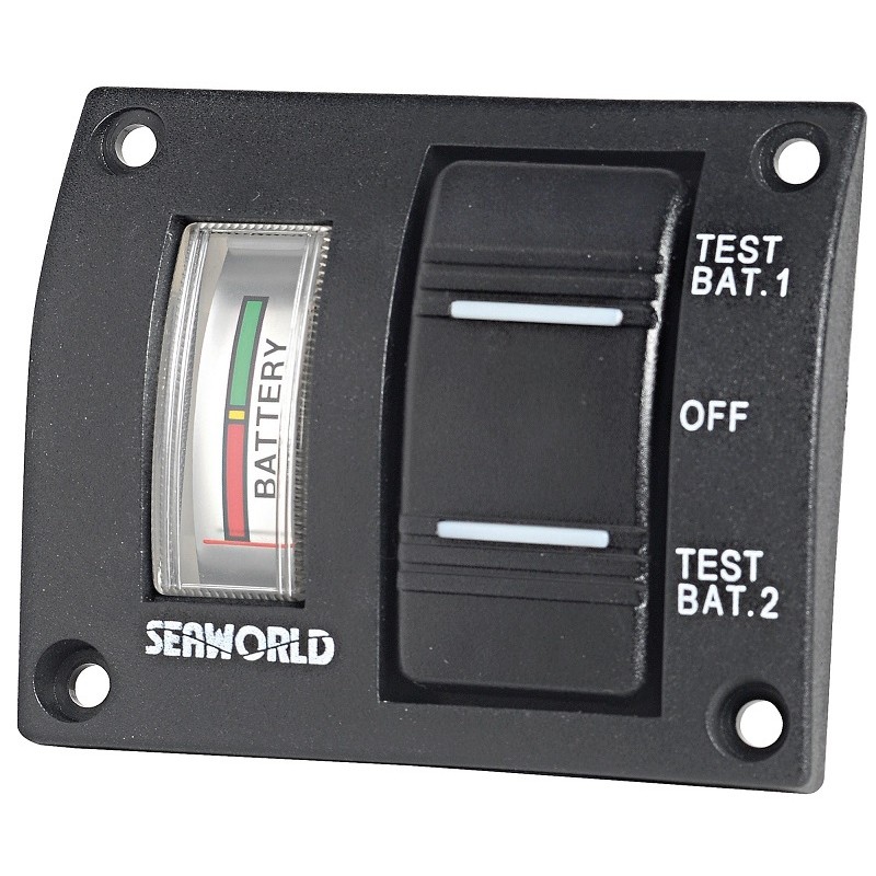 Panel with tester for 2 batteries and watertight switch