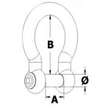 Grillo a cetra con perno incassato per ancore, taglio brugola