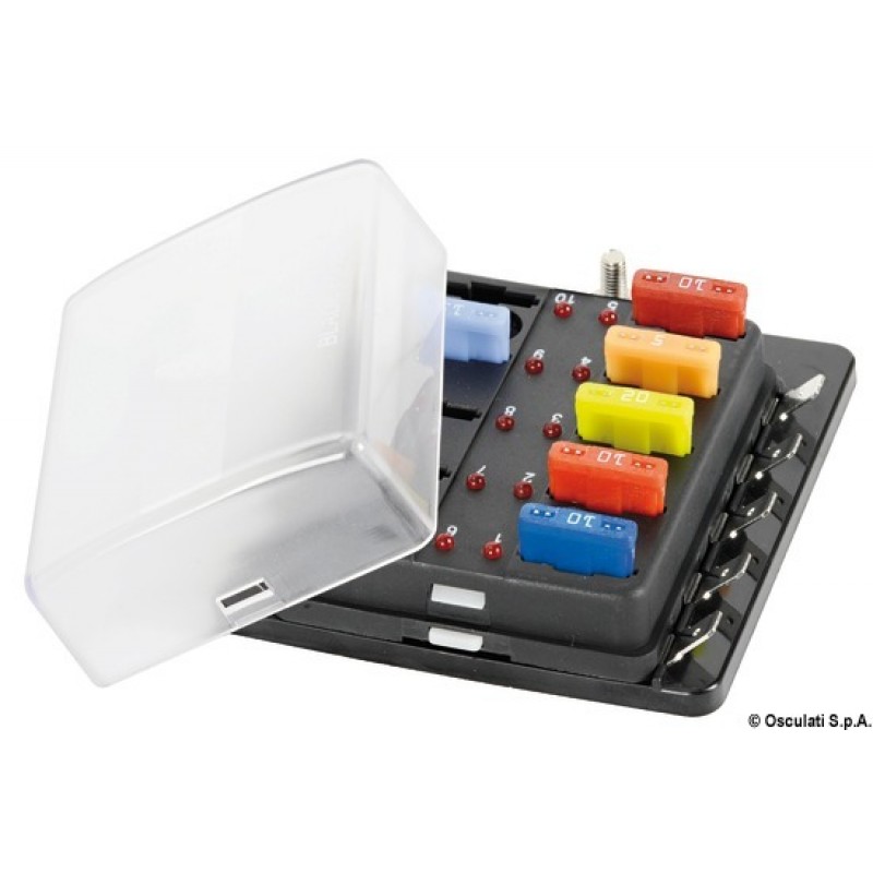 Fuse holder box with warning lights
