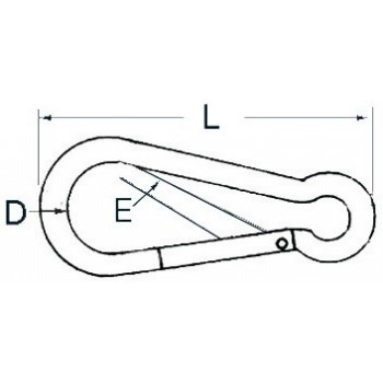 Moschettone in acciaio inox AISI 316 con chiusura senza sporgenza 	