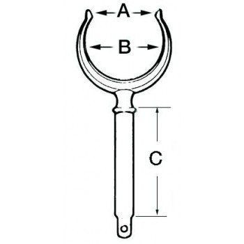 Scalmo in ottone cromato barca a remi, altezza 68 mm