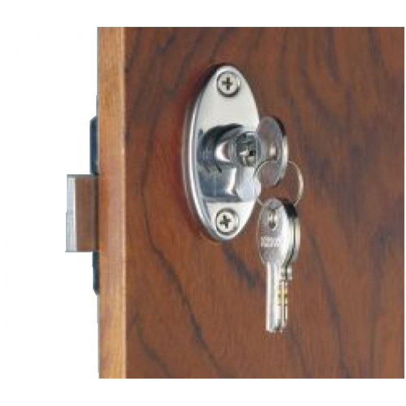 Lock with knob and Yale external key. Knob lock from inside