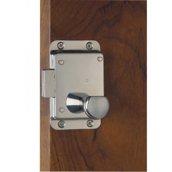 Serratura con pomello, chiave Yale esterna. Blocco pomello dall'interno 